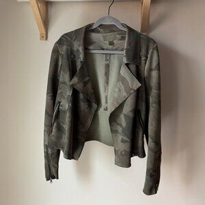 Anthropologie Marrakech Sueded Camo Moto Jacket